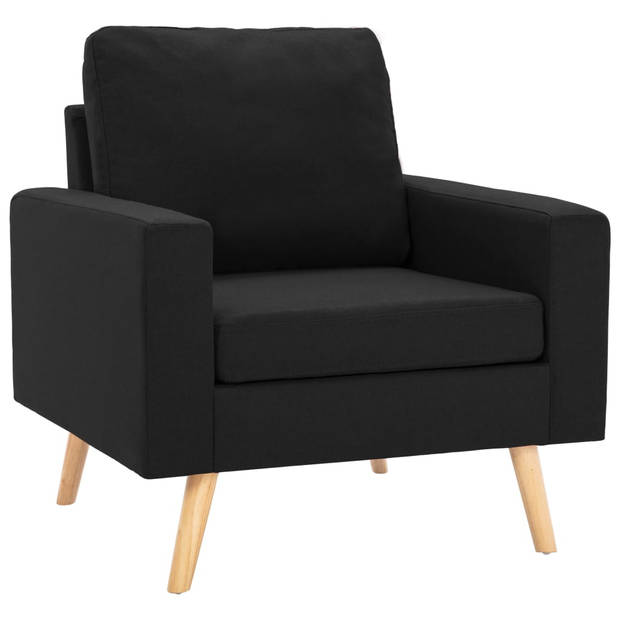 The Living Store Bankenset Natal - Zwart - Stof - Houten frame - Afmetingen stoel- 77 x 71 x 80 cm - Afmetingen