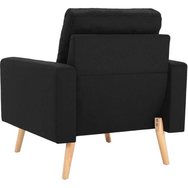 The Living Store Bankenset - Zwarte stoffen bekleding - Houten frame - Comfortabele zitervaring - Set van 1 fauteuil -