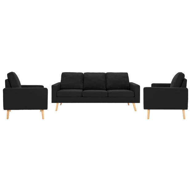 The Living Store Bankenset - Zwarte stoffen bekleding - Houten frame - Comfortabele zitervaring - Set van 1 fauteuil -