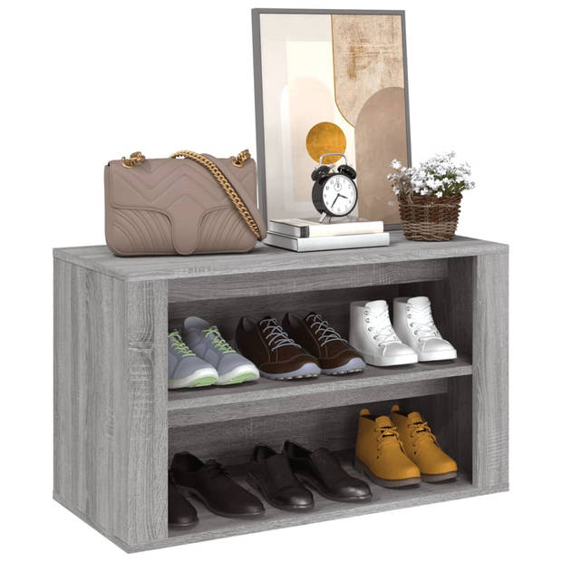 The Living Store Schoenenrek - Schoenenkast - Afmetingen- 75 x 35 x 45 cm - Kleur- Grijs Sonoma eiken - Materiaal-