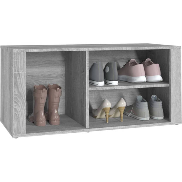 The Living Store Schoenenkast - Elegant - Opbergruimte - 100 x 35 x 45 cm - Ken- Grijs Sonoma Eiken - Materiaal-