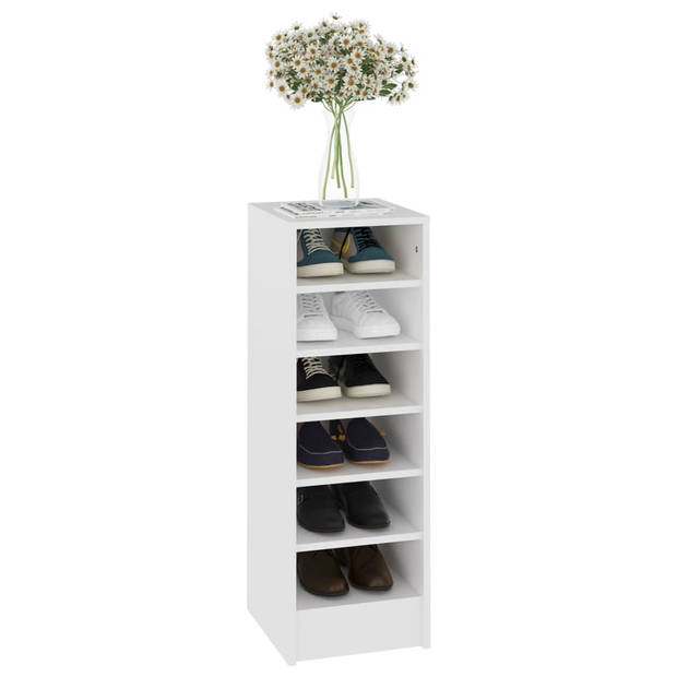 The Living Store Schoenenkast - Tijdloos - Schoenenopberger - Afmeting- 31.5 x 35 x 90 cm - Kleur- Wit - Materiaal-