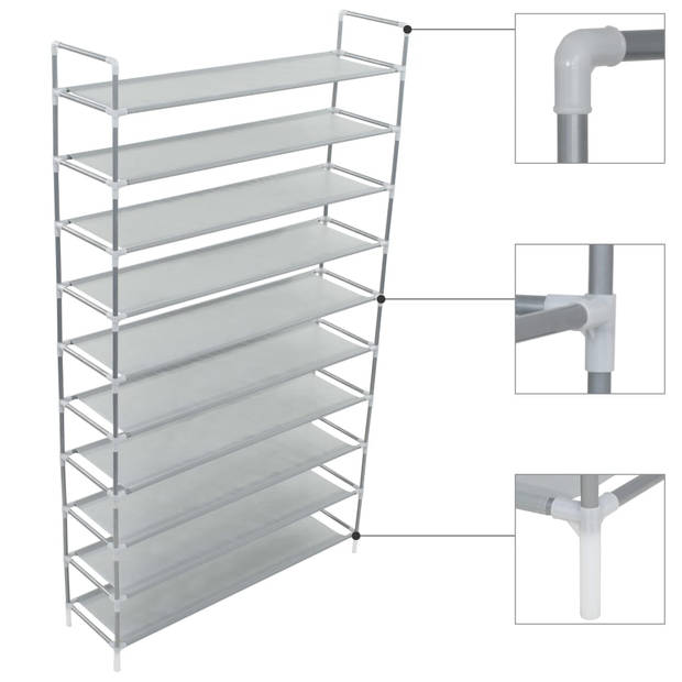 The Living Store Schoenenrek Metaal - Milieuvriendelijke Nonwoven Stof - 100x29.5x170 cm - Zilver - Eenvoudig te