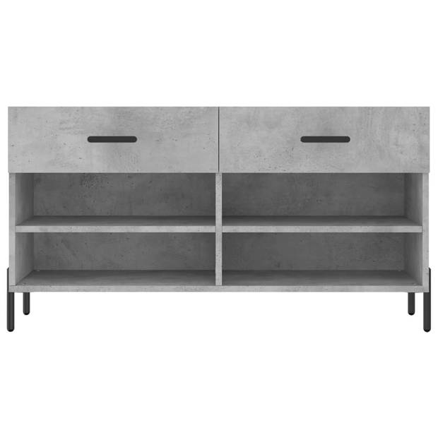 The Living Store Schoenenbank Betongrijs - 102 x 35 x 55 cm - Duurzaam bewerkt hout - 2 lades en 4 planken - Stabiel