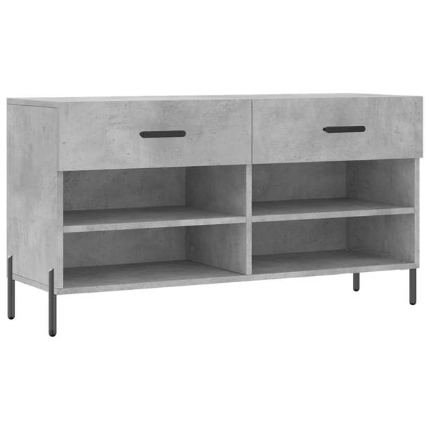 The Living Store Schoenenbank Betongrijs - 102 x 35 x 55 cm - Duurzaam bewerkt hout - 2 lades en 4 planken - Stabiel