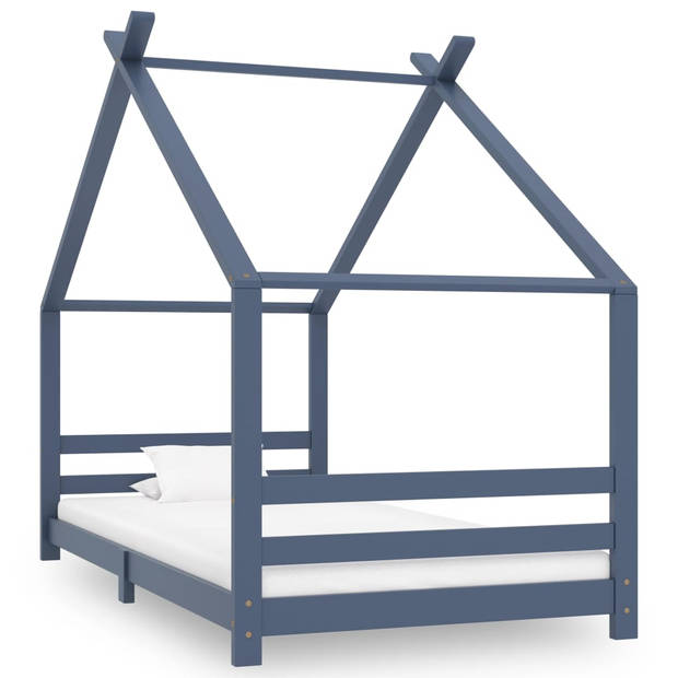 The Living Store Boomhut Bedframe - Grijs 206x98x155 cm - Geschikt voor 90x200 cm matras - Houten bedframe van massief