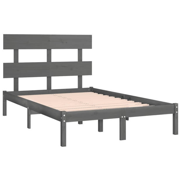 vidaXL Bedframe massief hout grijs 150x200 cm