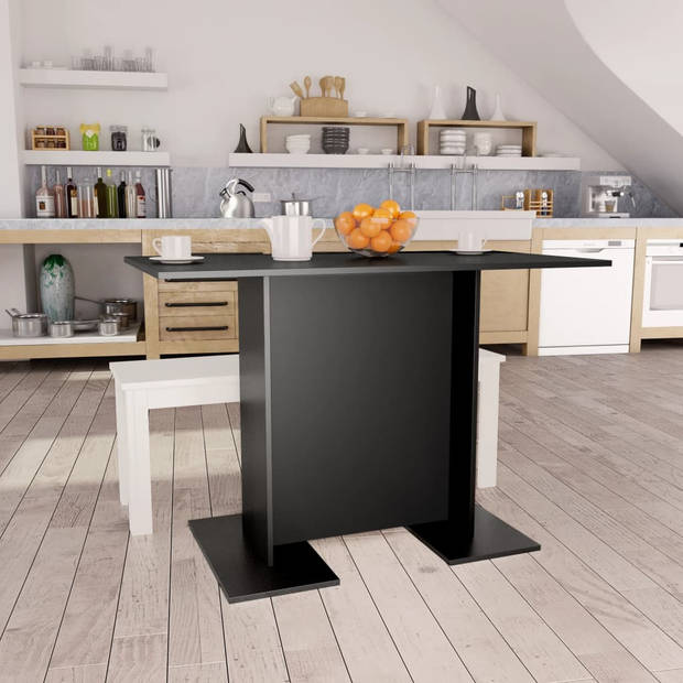 The Living Store Eetkamertafel - Zwart bewerkt hout - 110 x 60 x 75 cm (LxBxH)