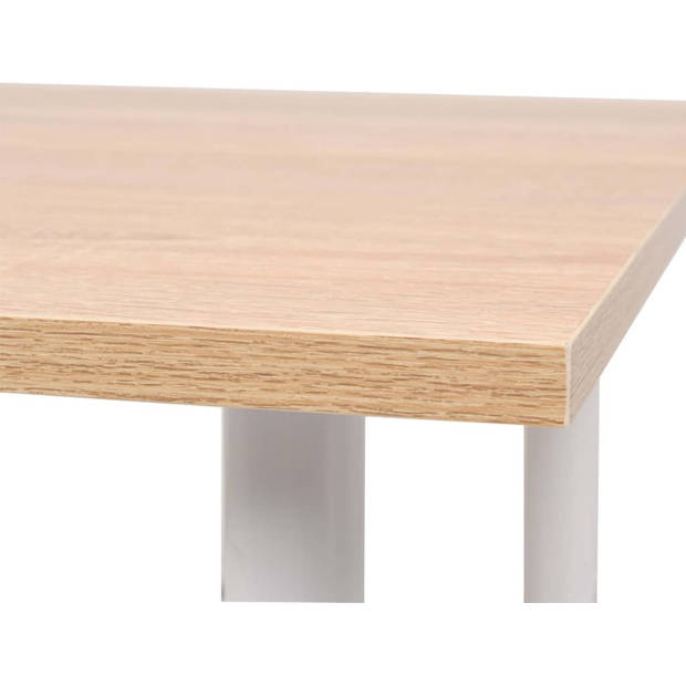 The Living Store Eetkamertafel - Eiken en wit - 120 x 60 x 73 cm - Bewerkt hout met melamine-afwerking en stalen frame