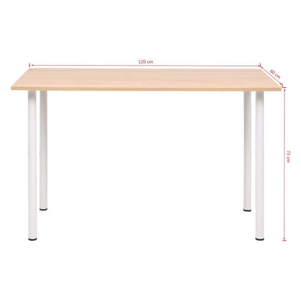 The Living Store Eetkamertafel - Eiken en wit - 120 x 60 x 73 cm - Bewerkt hout met melamine-afwerking en stalen frame