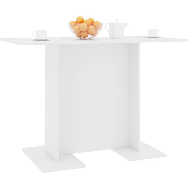 The Living Store Eettafel 110x60x75 cm bewerkt hout wit - Tafel