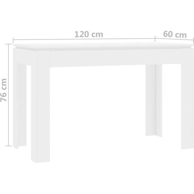 The Living Store Eettafel Spaanplaat - 120x60x76 cm - Hoogglans wit