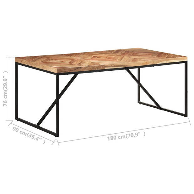 vidaXL Eettafel 180x90x76 cm massief acaciahout en mangohout