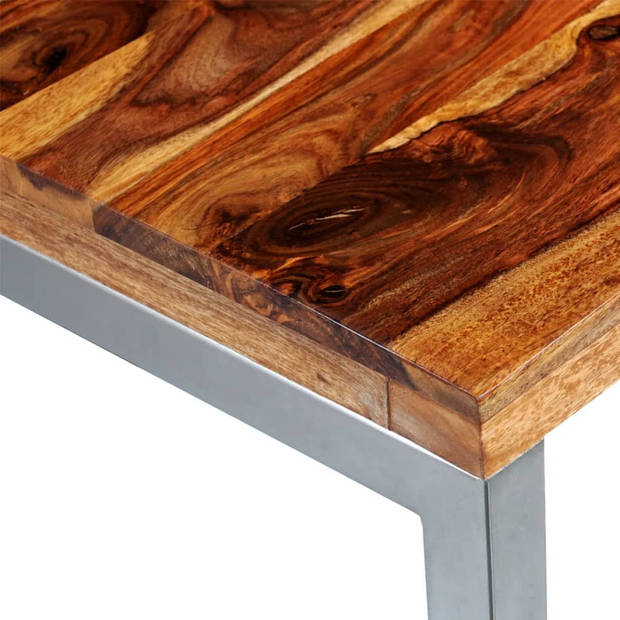 vidaXL Eettafel/bureau met stalen poten massief hout