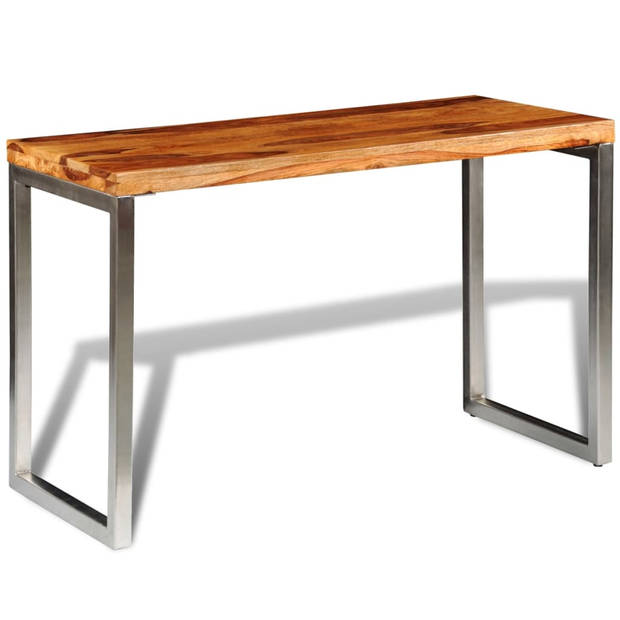 The Living Store Sheesham Eetkamertafel - 115 x 55 x 76 cm - bruin hout - stalen poten