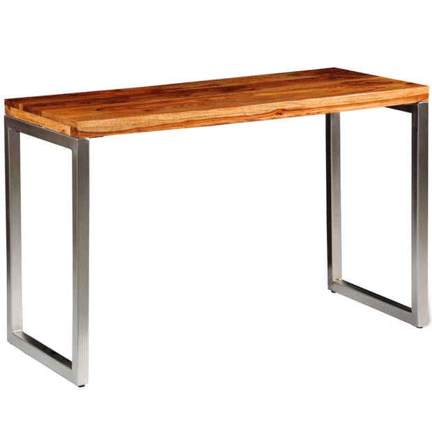 The Living Store Sheesham Eetkamertafel - 115 x 55 x 76 cm - bruin hout - stalen poten