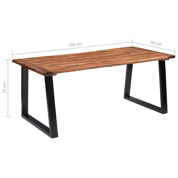 The Living Store Eettafel Industriële Stijl - 180 x 90 x 75 cm - Massief Acaciahout - Bruin/Zwart