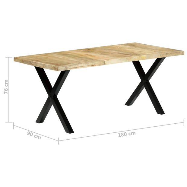 The Living Store Eettafel Industriële Stijl - 180x90x76 cm - Massief Mangohout