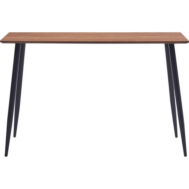 The Living Store Eettafel Tafel - 120 x 60 x 75 cm - Bruin met houtnerf en zwart - MDF tafelblad - Gepoedercoat staal