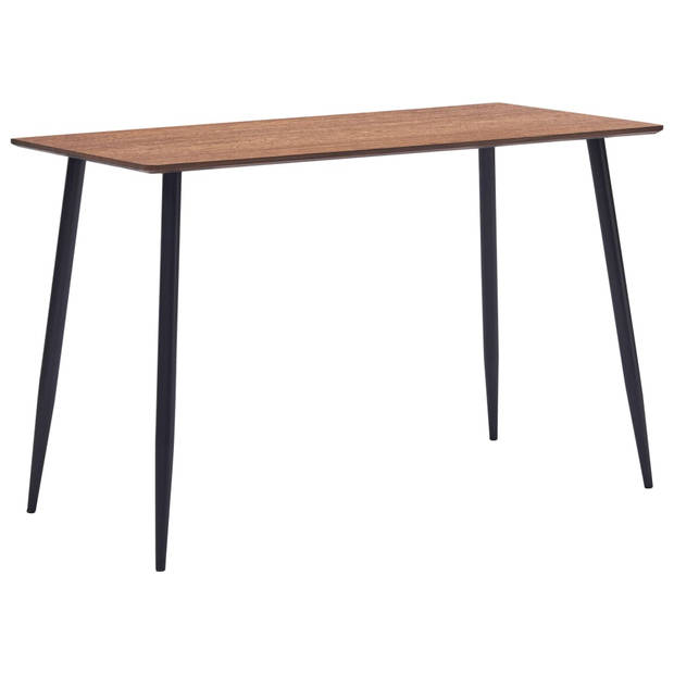 The Living Store Eettafel Tafel - 120 x 60 x 75 cm - Bruin met houtnerf en zwart - MDF tafelblad - Gepoedercoat staal