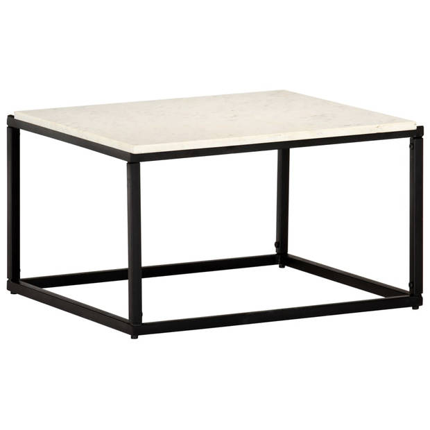 The Living Store Salontafel Marmer - 60 x 60 x 35 cm - Wit/Zwart