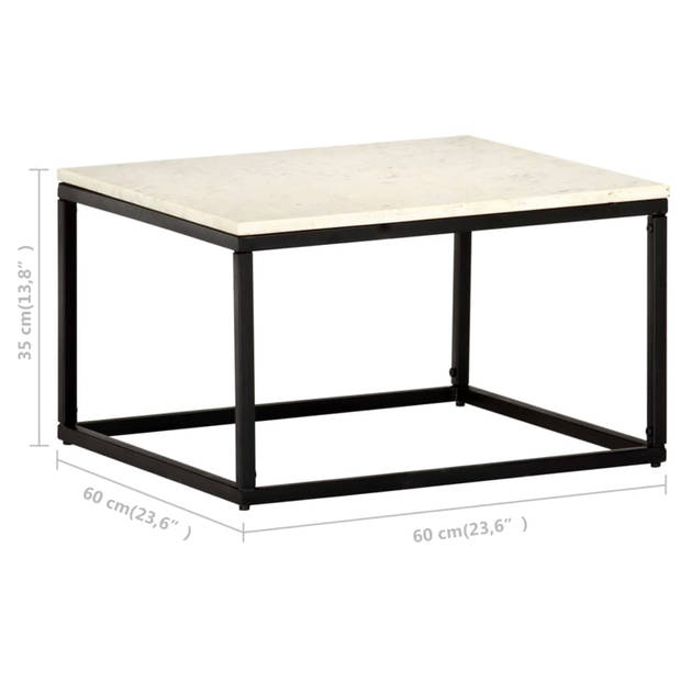 The Living Store Salontafel Marmer - 60 x 60 x 35 cm - Wit/Zwart