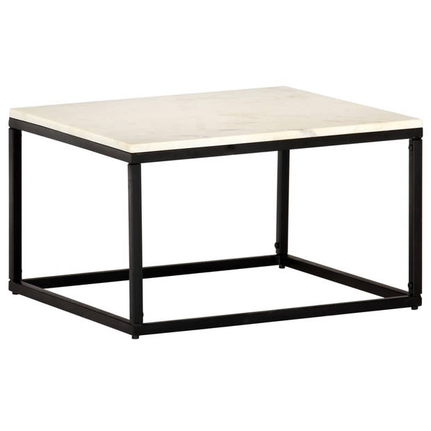 The Living Store Salontafel Marmer - 60 x 60 x 35 cm - Wit/Zwart