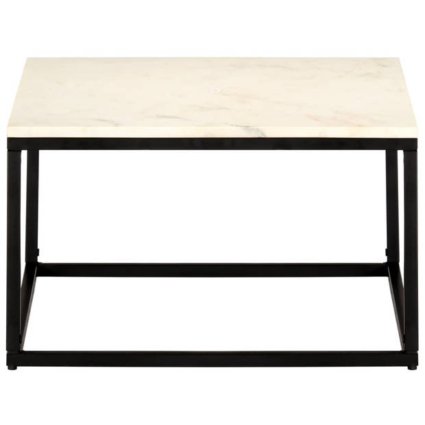 The Living Store Salontafel Marmer - 60 x 60 x 35 cm - Wit/Zwart