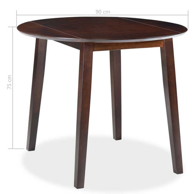 The Living Store Tafel Classic - Inklapbare zijkanten - 90x75 cm - Bruin MDF en rubberwood