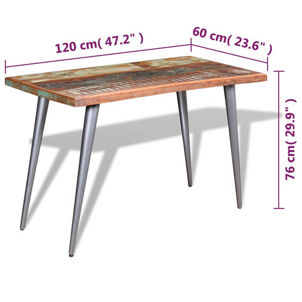 The Living Store Eettafel Vintage Stijl - Houten Tafelblad - Meerkleurig - 120 x 60 x 76 cm