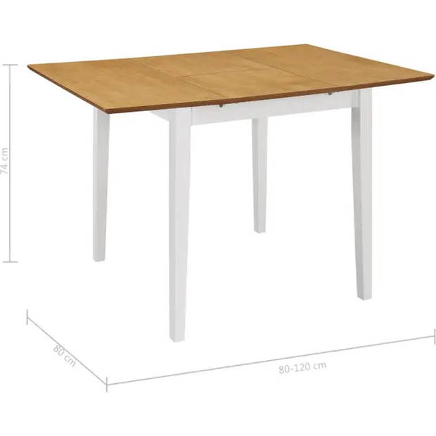 The Living Store Verlengbare Eettafel - Grijs - (80-120) x 80 x 74 cm - Massief rubberwood en MDF-tafelblad