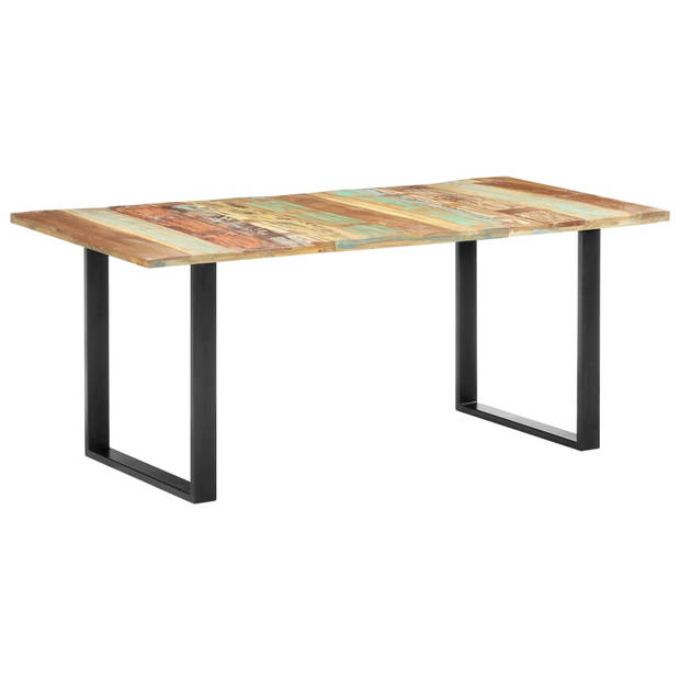 The Living Store - Industriële Eettafel - Hout - 180x90x76 cm - Meerkleurig tafelblad