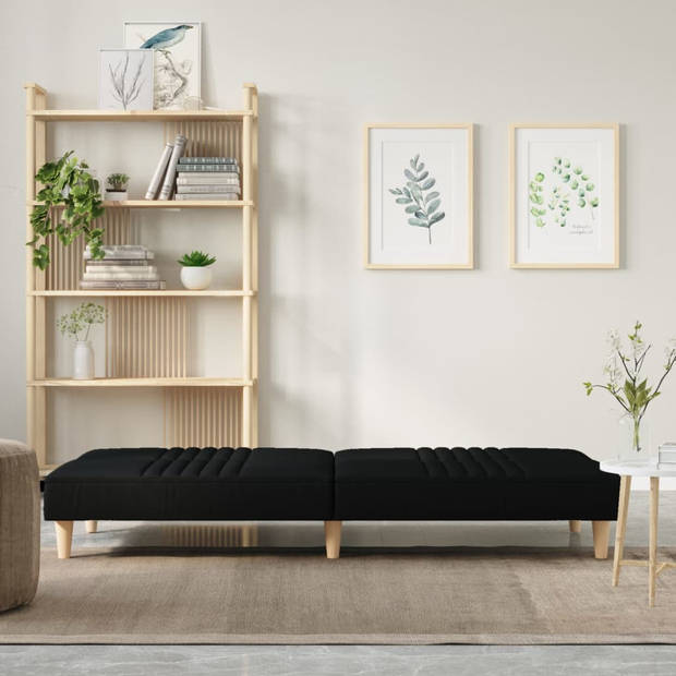 The Living Store Slaapbank - Zwart - Verstelbare rugleuning - Comfortabele zitervaring - Stevig frame - 200x89x70cm