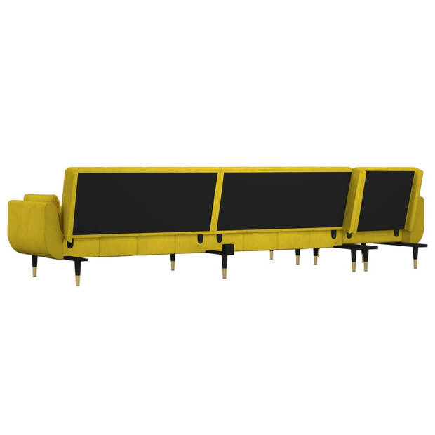 The Living Store L-vormige slaapbank - geel fluweel - 275 x 140 cm - multifunctioneel