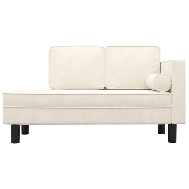 The Living Store Chaise Longue - Fluweel - Crème - 118 x 55 x 57 cm - Comfortabel en Stabiel