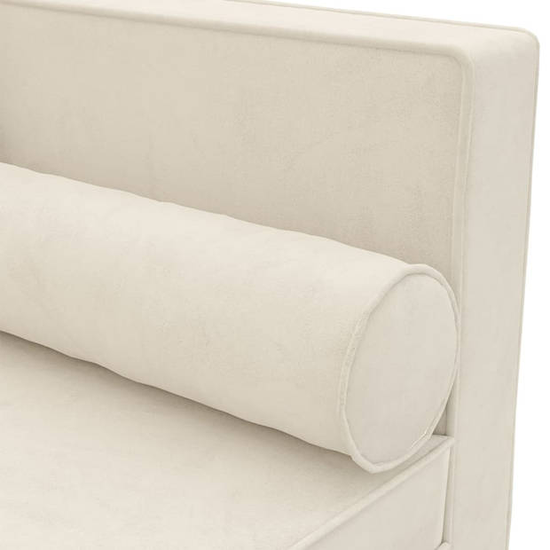 The Living Store Chaise Longue - Fluweel - Crème - 118 x 55 x 57 cm - Comfortabel en Stabiel
