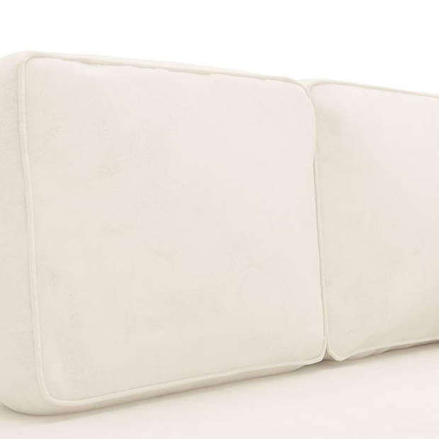 The Living Store Chaise Longue - Fluweel - Crème - 118 x 55 x 57 cm - Comfortabel en Stabiel