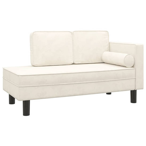 The Living Store Chaise Longue - Fluweel - Crème - 118 x 55 x 57 cm - Comfortabel en Stabiel