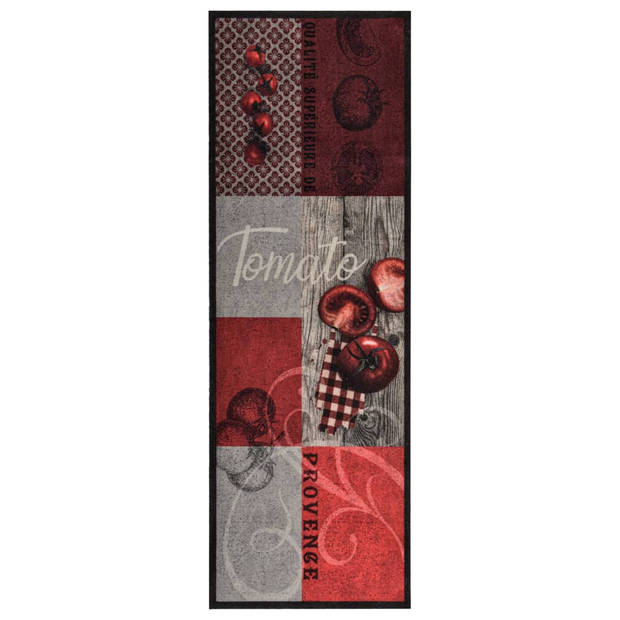 The Living Store Vloermat - Rechthoekig - 150x45 cm - Tomatenprint - Polyamide - Anti-slip