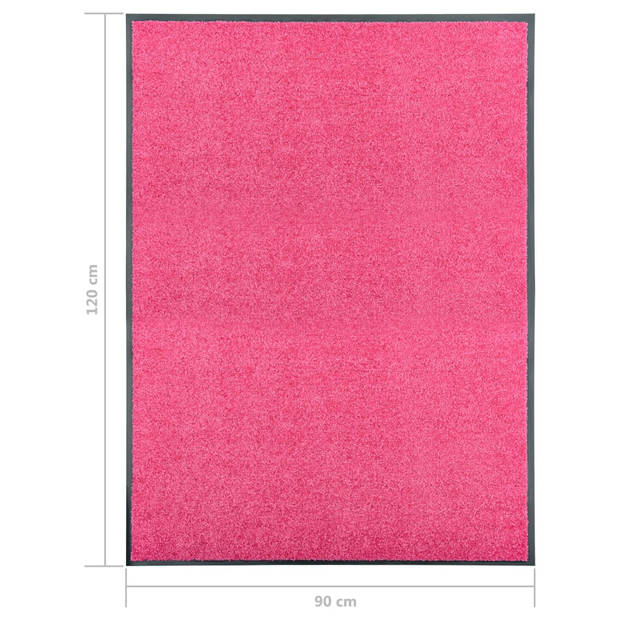 The Living Store Deurmat - Binnen/buitenmat 120x90 cm - Roze Polyamide - Anti-slip PVC