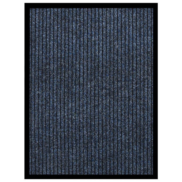 The Living Store Deurmat - Gestreept Blauw - 60 x 80 cm - Polypropyleen