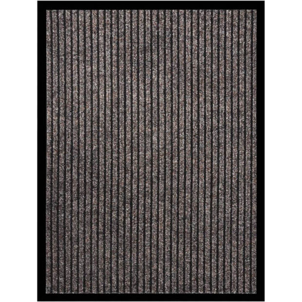 The Living Store Deurmat - Gestreept Beige - 60 x 80 cm - 100% PP en vinyl