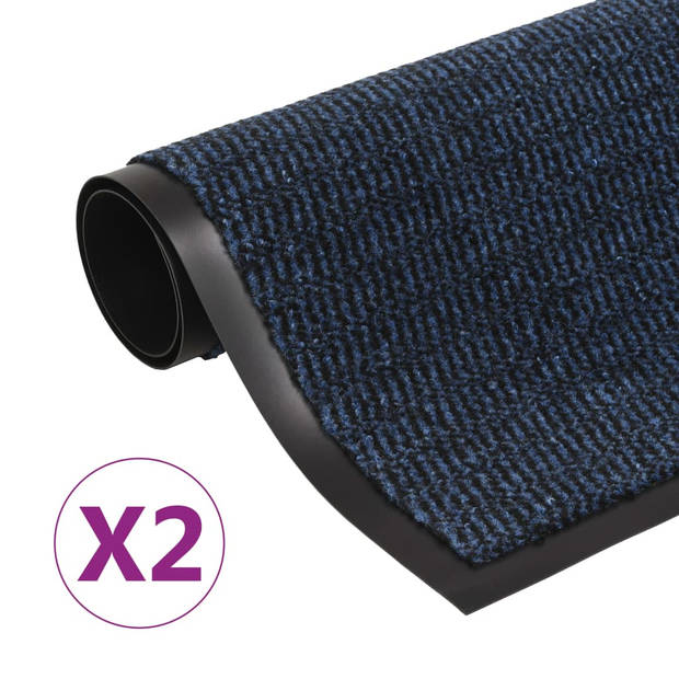 The Living Store Droogloopmat - Flexibel en Duurzaam - Anti-Slip - 80x120cm - Blauw