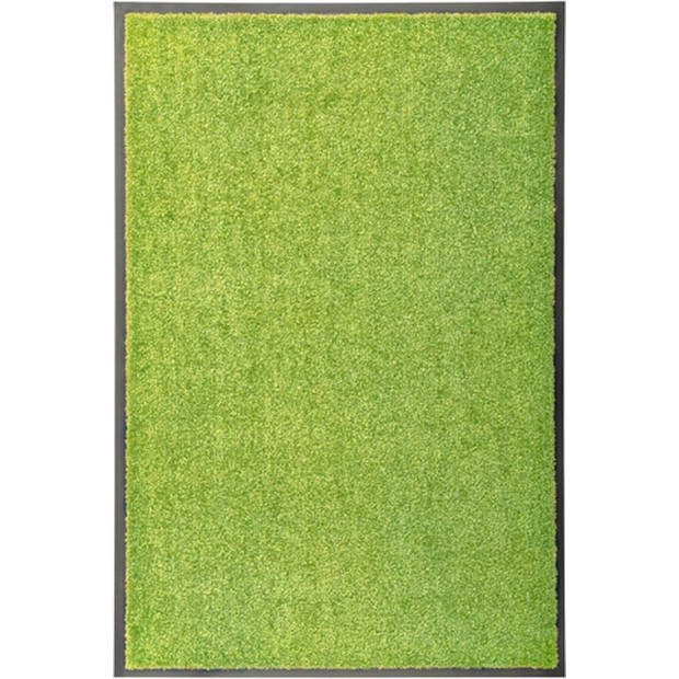 The Living Store Deurmat - Binnen/Buitenmat Groen 90x60 cm - Polyamide - Anti-Slip PVC