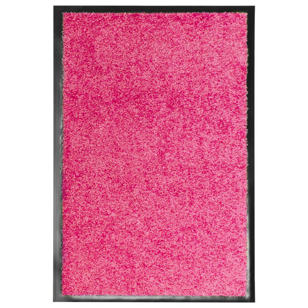 The Living Store Deurmat - Binnen/buitenmat - 60 x 40 cm - Roze - PVC achterkant - Machine wasbaar