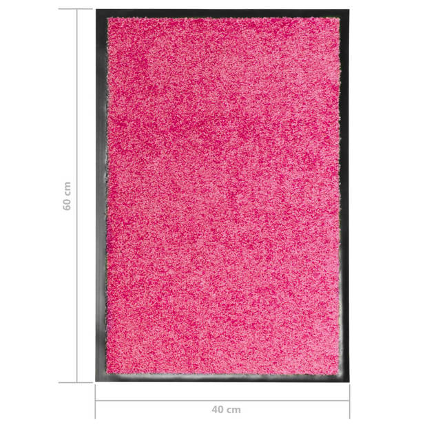 The Living Store Deurmat - Binnen/buitenmat - 60 x 40 cm - Roze - PVC achterkant - Machine wasbaar