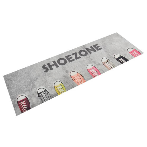 The Living Store Keukenmat - Shoezoneprint - 180 x 60 cm - Fluweel - Latex - 5 mm