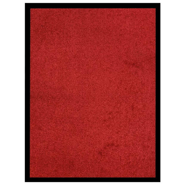 The Living Store Deurmat - 40 x 60 cm - Rood - 100% PP - Velours oppervlak