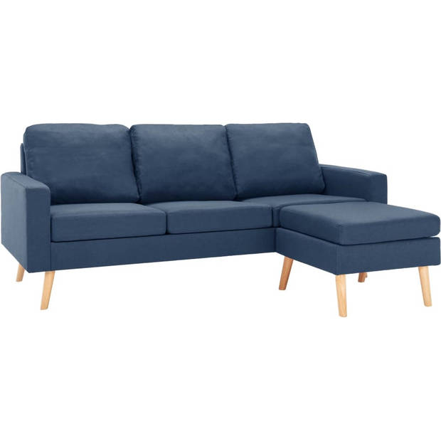 The Living Store Driezitsbank - blauw - stof - 184 x 76 x 82.5 cm - comfortabel