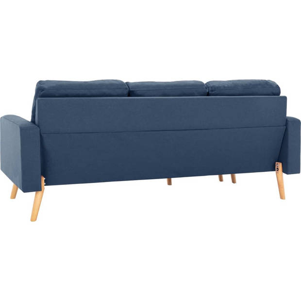 The Living Store Driezitsbank - blauw - stof - 184 x 76 x 82.5 cm - comfortabel